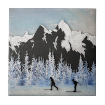 Cross Country Skiing Ceramic Tile by AmandaRoyale at Zazzle