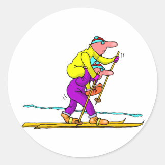 Cross country skiing classic round sticker