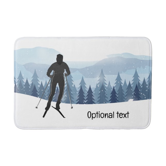 Cross Country Skiing Design Bath Mat (Front)
