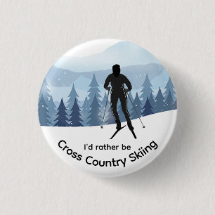 Cross Country Skiing Design Button