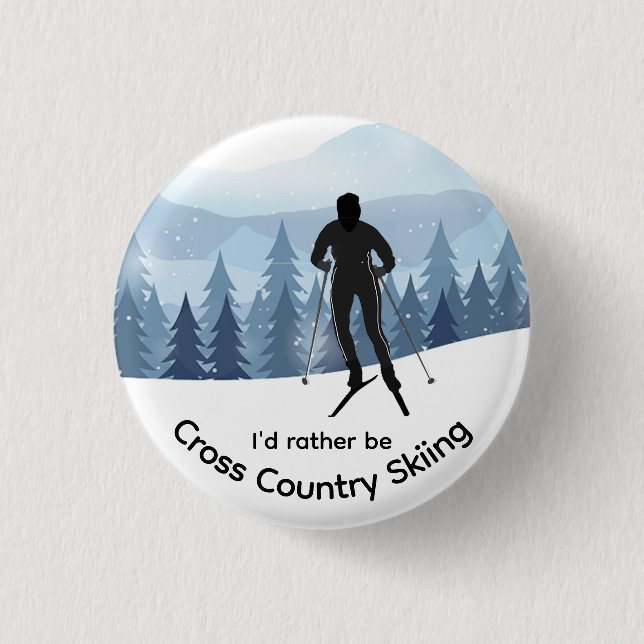 Cross Country Skiing Design Button (Front)