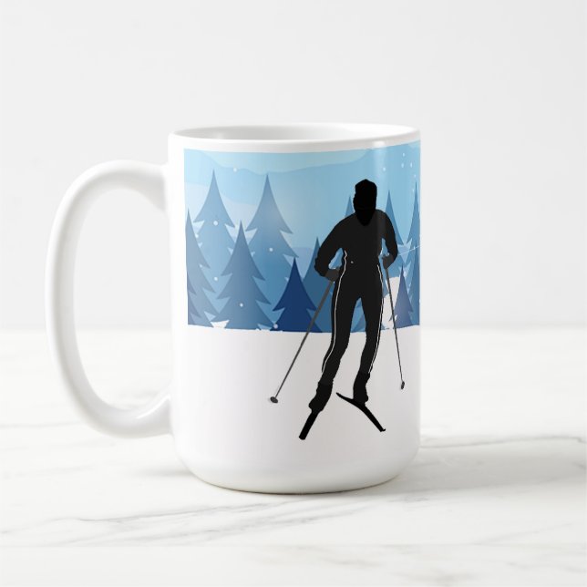Cross Country Skiing Design Coffee Mug (Left)