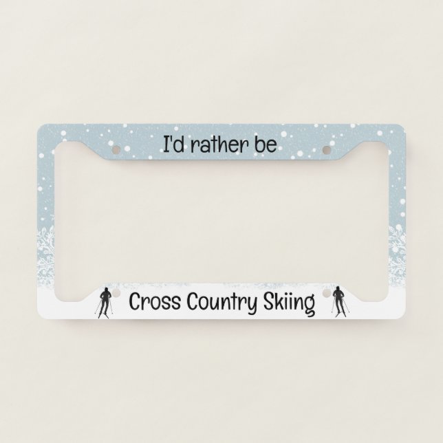 Cross Country Skiing Design License Plate Frame (Front)