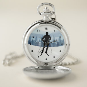 Cross Country Skiing Design Pocket Watch