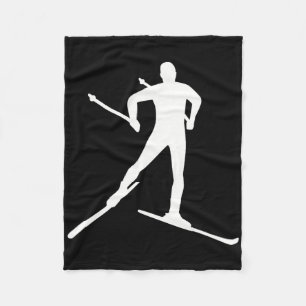 Cross Country Skiing Fleece Blanket