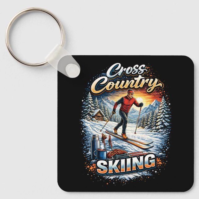 Cross Country Skiing Keychain (Front)