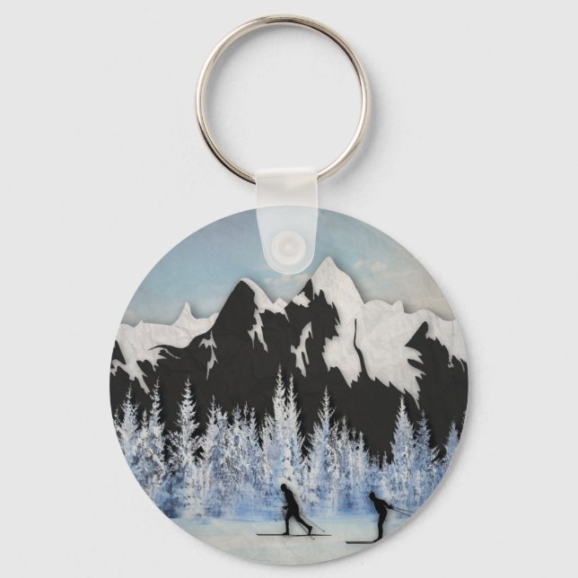 Cross Country Skiing Keychain (Front)