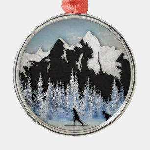 Cross Country Skiing Metal Ornament