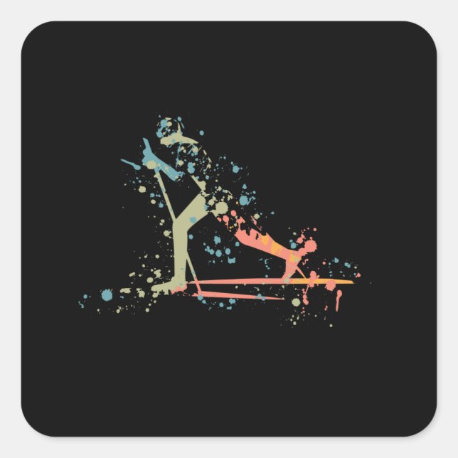 Cross Country Skiing Splash Square Sticker (Front)