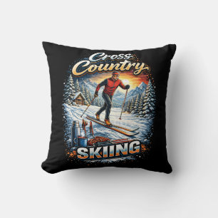 Cross Country Skiing Throw Pillow