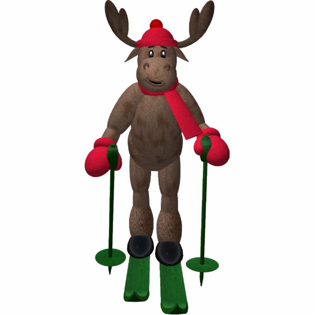 Cross-Country Skiing Whimsical Reindeer Cutout (Front)