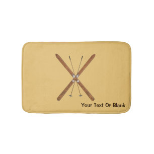 Cross-Country Skis And Poles Bathroom Mat