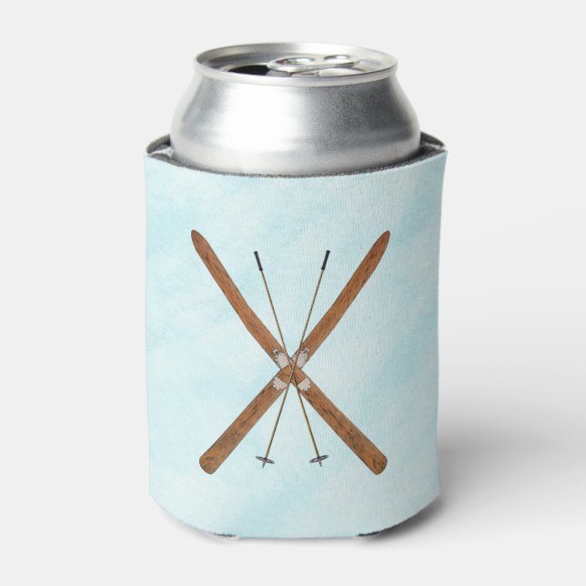 Cross-Country Skis And Poles Can Cooler (Can Front)