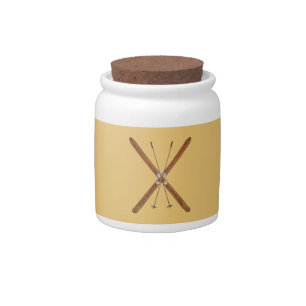 Cross-Country Skis And Poles Candy Jar