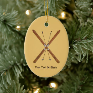 Cross-Country Skis And Poles Ceramic Ornament