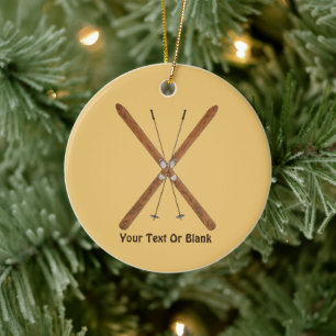 Cross-Country Skis And Poles Ceramic Ornament