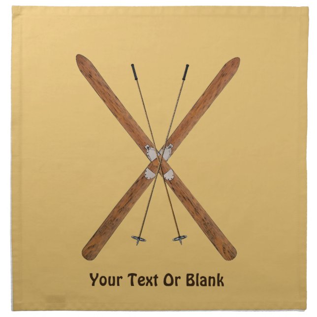 Cross-Country Skis And Poles Cloth Napkin (Front)