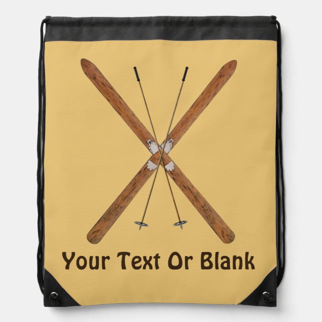 Cross-Country Skis And Poles Drawstring Bag (Front)