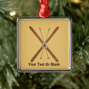Cross-Country Skis And Poles Metal Ornament