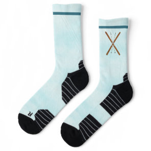 Cross-Country Skis And Poles On Snow Socks