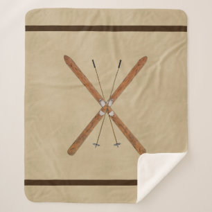 Cross-Country Skis And Poles Sherpa Blanket