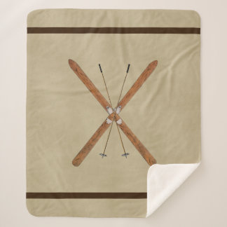 Cross-Country Skis And Poles Sherpa Blanket