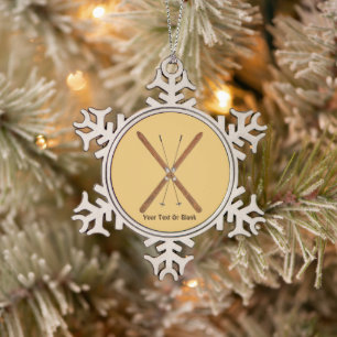 Cross-Country Skis And Poles Snowflake Pewter Christmas Ornament