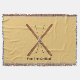 Cross-Country Skis And Poles Throw Blanket