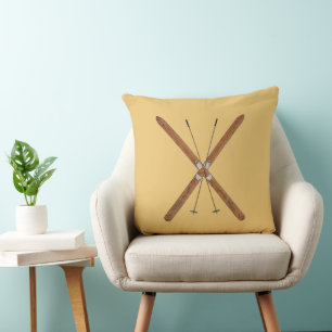 Cross-Country Skis And Poles Throw Pillow