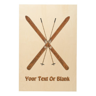 Cross-Country Skis And Poles Wood Wall Decor
