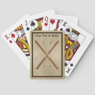 Cross-Country Skis On Old Paper Poker Cards