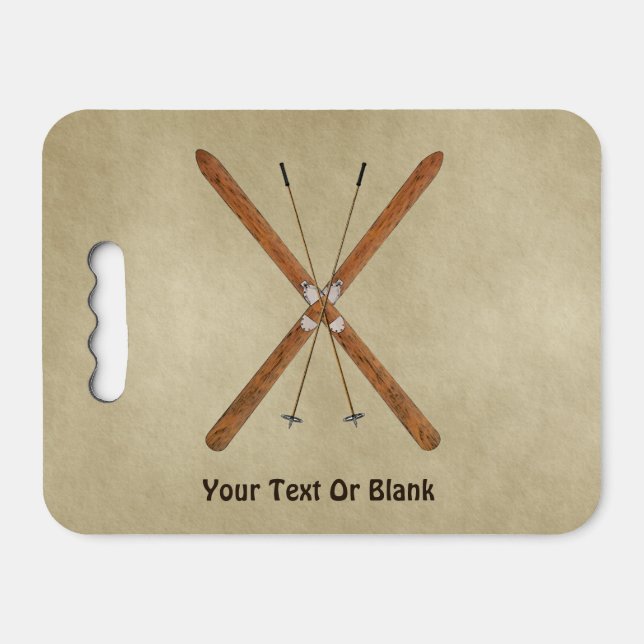 Cross-Country Skis On Old Paper Seat Cushion (Front Horizontal)