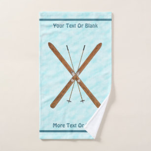 Cross-Country Skis On Snow Bath Towel Set