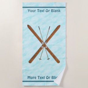 Cross-Country Skis On Snow Beach Towel