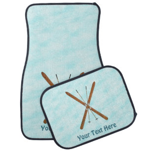 Cross-Country Skis On Snow Car Floor Mat