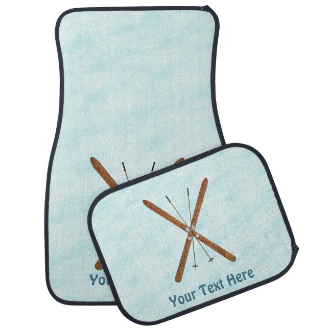 Cross-Country Skis On Snow Car Floor Mat (Set)