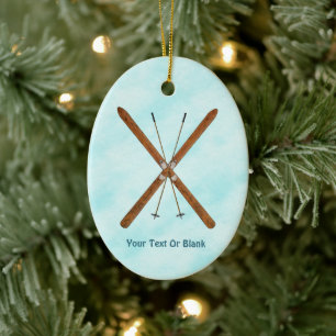 Cross-Country Skis On Snow Ceramic Ornament
