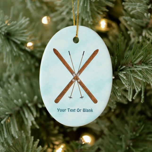 Cross-Country Skis On Snow Ceramic Ornament (Tree)