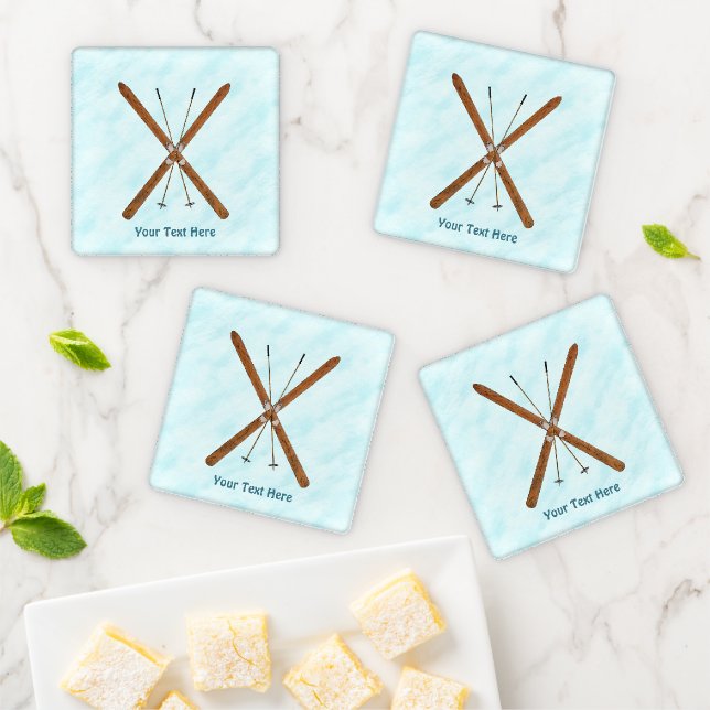 Cross-Country Skis On Snow Coaster Set (In Situ)