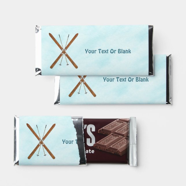 Cross-Country Skis On Snow Hershey Bar Favors (Front)