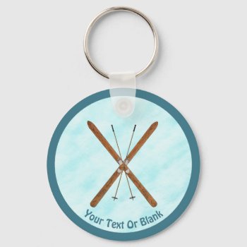 Cross-country Skis On Snow Keychain by Bluestar48 at Zazzle