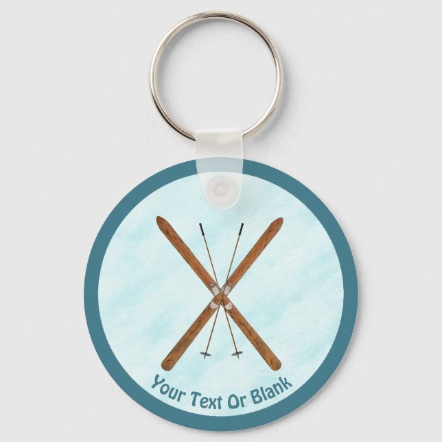 Cross-Country Skis On Snow Keychain (Front)