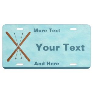Cross-Country Skis On Snow License Plate