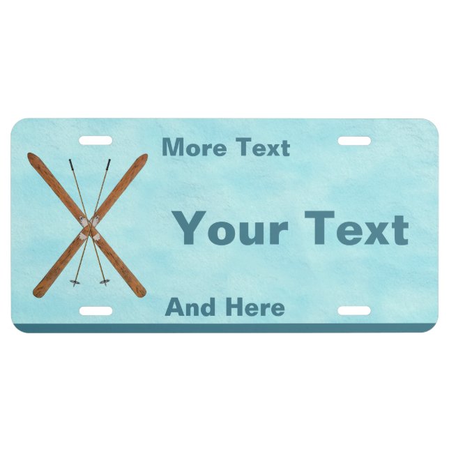 Cross-Country Skis On Snow License Plate (Front)