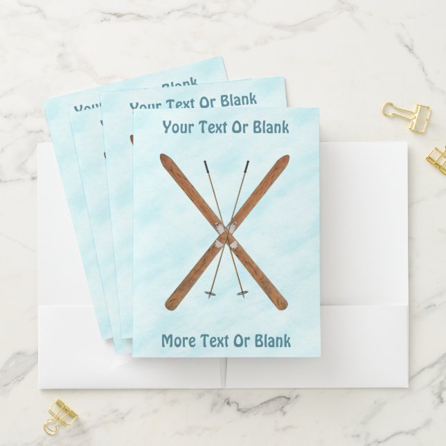 Cross-Country Skis On Snow Pocket Folder (In Situ)