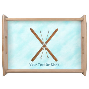 Cross-Country Skis On Snow Serving Tray