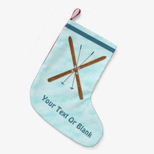 Cross-Country Skis On Snow Small Christmas Stocking