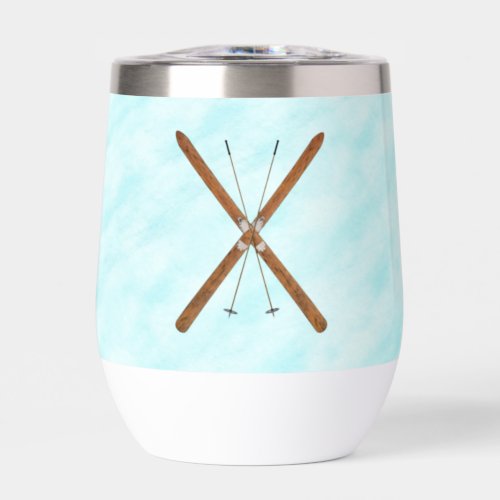 Cross_Country Skis On Snow Thermal Wine Tumbler