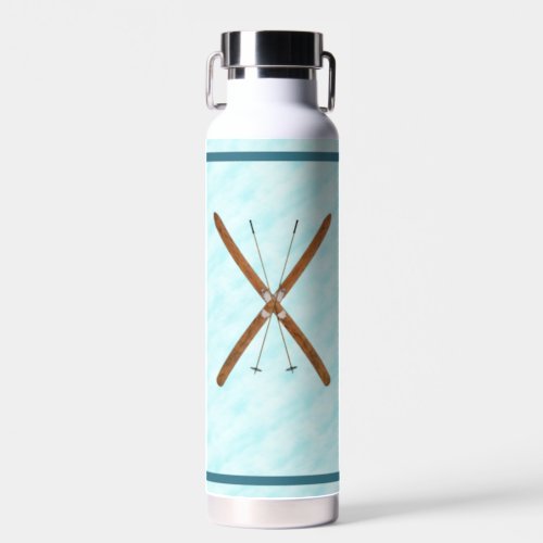 Cross_Country Skis On Snow Water Bottle