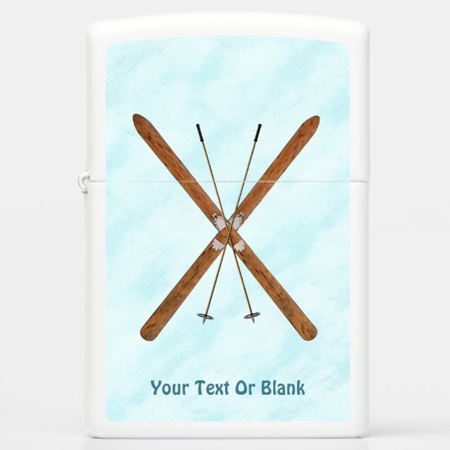 Cross-Country Skis On Snow Zippo Lighter (Front)